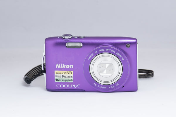 NIKON COOLPIX S3300 purple digital camera — front view