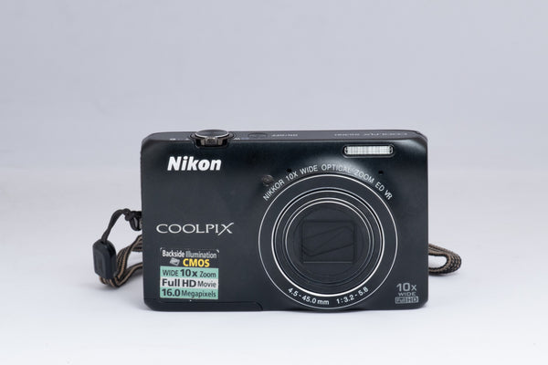 NIKON COOLPIX S6300 black digital camera — front view
