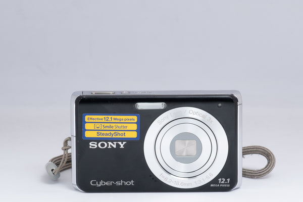 SONY CYBER-SHOT W190 black digital camera — front view