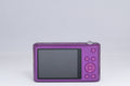 Samsung DV150F purple digital camera — back view with LCD