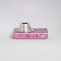 Samsung DV150F pink digital camera — top view with controls