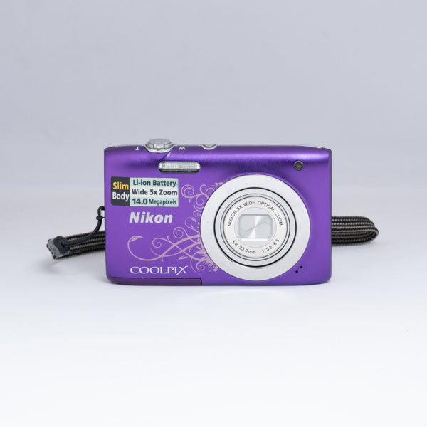 Nikon Coolpix S2600 purple digital camera — front view