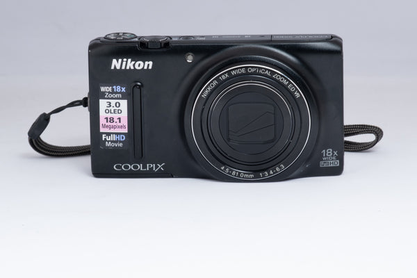 NIKON COOLPIX S9400 black digital camera — front view